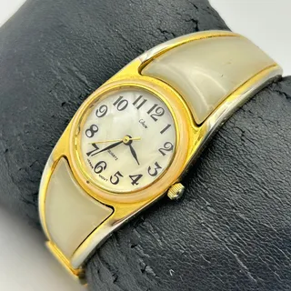Photo of Collezier Two-tone Mother Pearl Dial Women’s Cuff Watch Working New Battery