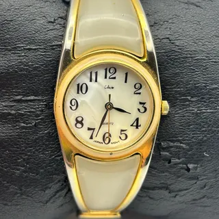 Photo of Collezier Two-tone Mother Pearl Dial Women’s Cuff Watch Working New Battery