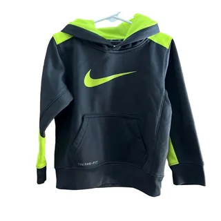 Photo of Nike Therma-Fit Hooded Toddler Pullover Sweatshirt Size 4T Grey Neon Green