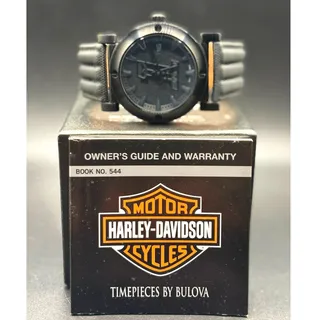 Photo of Harley-Davidson Bulova 78B131 Black #1 Racing Skull 44mm Watch Discontinued