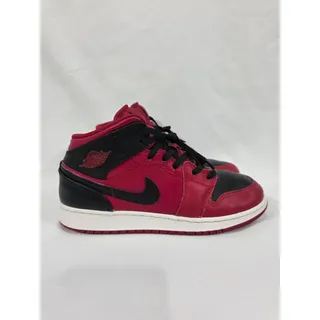 Photo of Nike Air Jordan 1 Mid Reverse Bred Big Kids Youth Size 7Y Red Black