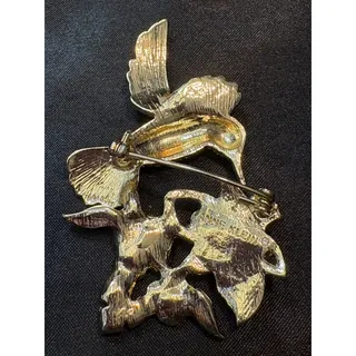 Photo of Vintage Anne Klein hummingbird and flower statement brooch