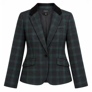 Photo of Talbots Size 10 Wool Blend Plaid Tartan Blazer Velvet Collar Preppy Equestrian