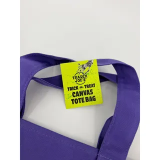 Photo of Trader Joe's Trick or Treat Mini Canvas Tote Bag Purple Halloween 2025 NWT