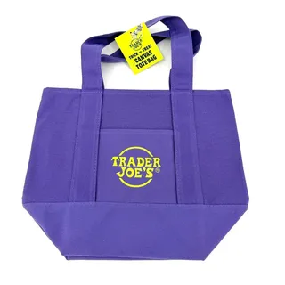 Photo of Trader Joe's Trick or Treat Mini Canvas Tote Bag Purple Halloween 2025 NWT