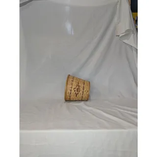 Photo of Vintage Woven Round Tapered Basket Accent Pot Geometric Pattern