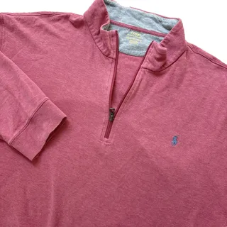 Photo of Polo Ralph Lauren 1/4 Zip Top Mens 3XB Cherry PInk Pony Sweatshirt Pullover