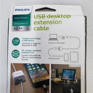 Photo of Philips Elite 6ft Braided USB Desktop Extension Cable (USB-A / White)