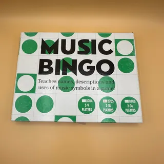 Photo of Vintage Music Bingo 2-18 players Teach Music in Game Form 1967