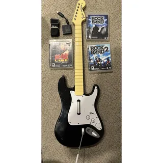 Photo of Rock Band Guitar PS3 Fender Wireless w Dongle 3 Games Rockband PlayStation 3