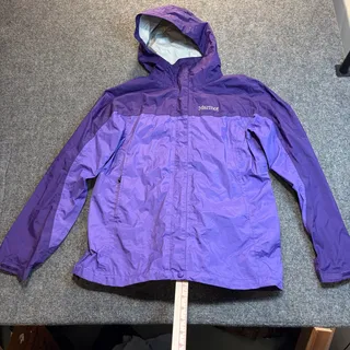 Photo of Marmot Womens Rain Jacket Large L Purple Two Tone Waterproof Hooded Coat Shell