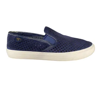 Photo of Tory Burch Slip on Sneakers Women Sz 8.5 Blue Suede Perforated Loafer