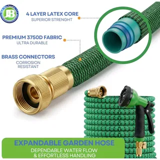 Photo of J&B XpandaHose 100ft Expandable Garden Hose with Holder - 100ft, Green/Black