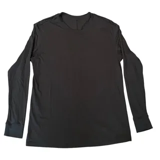 Photo of Lululemon Love Long Sleeve Tee Women Sz M Black Pima Cotton Crew Neck