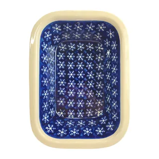 Photo of Boleslawiec Polish Pottery| Snowflake Baking Dish | Size 9.5L x 7W x 2H