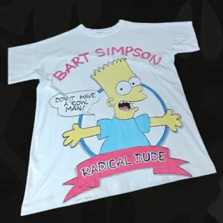 Photo of Vintage 1990 Bart Simpson Radical Dude T Shirt Flirts Size L