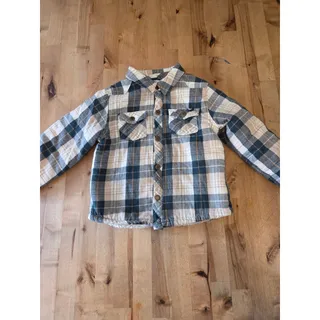 Photo of Tommy Bahama Boys Sherpa Fleece Lined Plaid Flannel Shirt Jacket Shacket 5T