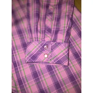 Photo of Bit & Bridle Women’s Purple Plaid Long Sleeve Western Pearl Snap Shirt, Size M
