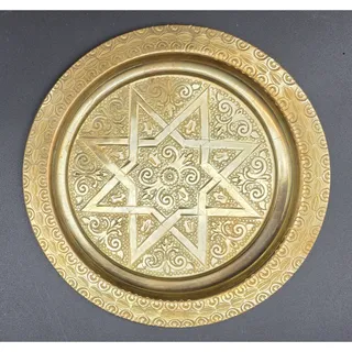 Photo of Vintage Brass Judaica Set 3 Star Plates Chalice Communion Goblet Small Feet Cup