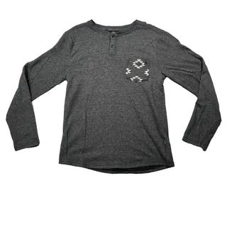 Photo of Volcom Men Medium Long Sleeve Gray Henley Graphic Pocket Surf Skate Southwestern