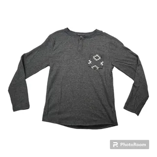 Photo of Volcom Men Medium Long Sleeve Gray Henley Graphic Pocket Surf Skate Southwestern
