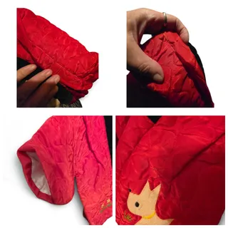 Photo of Rare 1940s 1950s Childs Red Quilted Satin Jacket Scottie Dog Applique Vintage