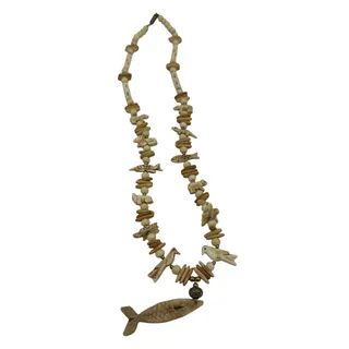 Photo of Vintage Navajo Carved Bone Necklace 13" Fish, Bird, Turtle, Bear, Lion