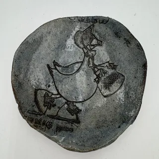 Photo of Vintage Mother Goose Pottery Trinket Dish Slab Irregular 6-7" Pressed Image