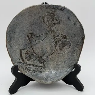 Photo of Vintage Mother Goose Pottery Trinket Dish Slab Irregular 6-7" Pressed Image