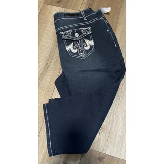 Photo of NWT Baccini Dark Wash Capri Jeans Embellished Rhynstone Pockets Women’s Sz 10