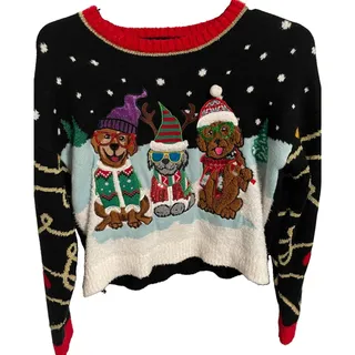 Photo of Major Label Group SZ Large Christmas Sweater Three Dogs With Glasses & Scarfs
