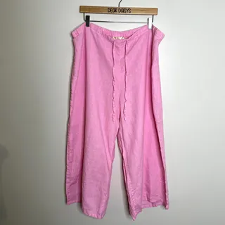 Photo of Vintage Kiko Bay Linen Pink Drawstring Capri Pants