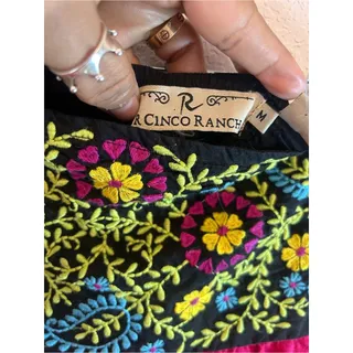 Photo of R Cinco Ranch cotton Embroidered Strapless Fuchsia Dress/ Tunic Floral boho  M