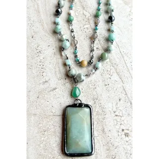 Photo of Lexi Multi-Strand Amazonite Pendant Necklace | Dylan Designs
