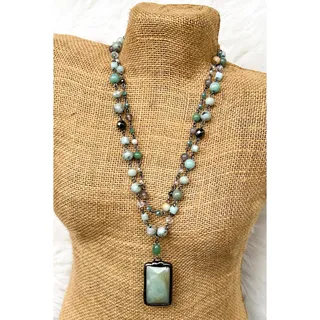 Photo of Lexi Multi-Strand Amazonite Pendant Necklace | Dylan Designs