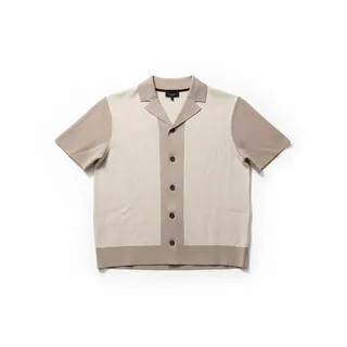 Photo of Ted Baker Padrig Herringbone Knit Colorblocked Shirt for Men – Size 4/L – NWT