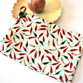 Photo of Handmade Pepper Print Pot Holder, Fabric Kitchen Trivet Cookware Hot Pad