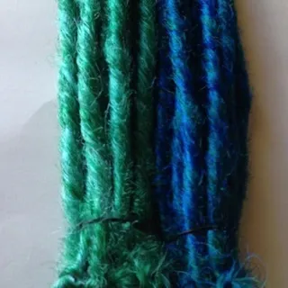 Photo of 20 SE Single Ended Blue and Green Dreads Dreadlocks Hair Extensions