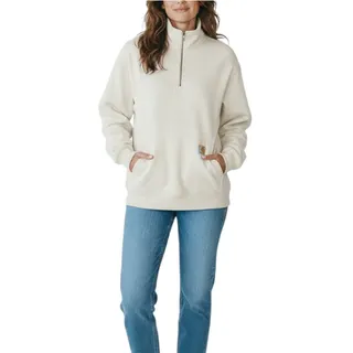 Photo of CARHARTT Relaxed-Fit Quarter-Zip Sweatshirt W's Sz M Cream Fleece Inside Cozy
