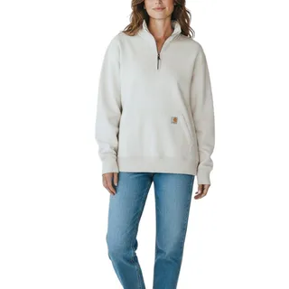 Photo of CARHARTT Relaxed-Fit Quarter-Zip Sweatshirt W's Sz M Cream Fleece Inside Cozy