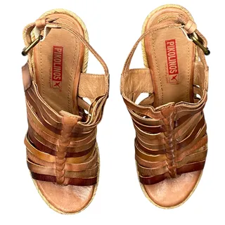 Photo of Pikolinos Wedge Sandals Women Sz 8 US 38 EU Brown Ankle Strap