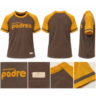 Photo of San Diego Padres Raglan T Shirt Mens XL Brown Gold Retro Baseball