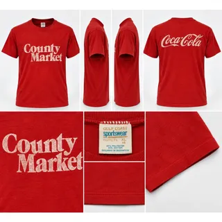 Photo of Vintage 80s Coca Cola County Market T-Shirt Red Single Stitch 50/50 USA XL