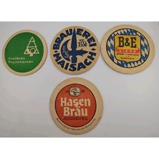Photo of Vintage German Beer Coasters Lot of 4 Bierdeckel Hasen Brau Maisach Memmingen