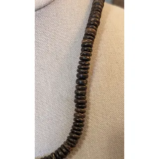 Photo of Vintage Brown Coconut Wood Bead Barrel Clasp 18.5" Necklace