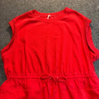 Photo of Daily Practice Anthropologie 1X Red Passing Shot Sleeveless Drawstring Dress