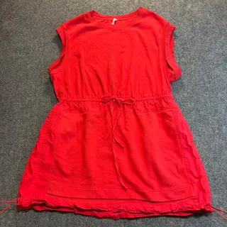 Photo of Daily Practice Anthropologie 1X Red Passing Shot Sleeveless Drawstring Dress