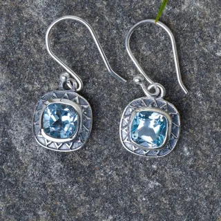 Photo of Blue Topaz Dangle Earrings | 925 Sterling Silver with Natural Gemstone