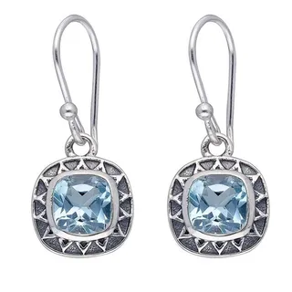 Photo of Blue Topaz Dangle Earrings | 925 Sterling Silver with Natural Gemstone