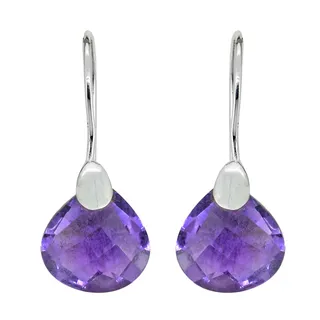 Photo of Purple Amethyst Teardrop Earrings | 925 Sterling Silver Natural Gemstone